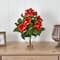 17" Red Hibiscus Silk Flower Arrangement in Fluted Vase